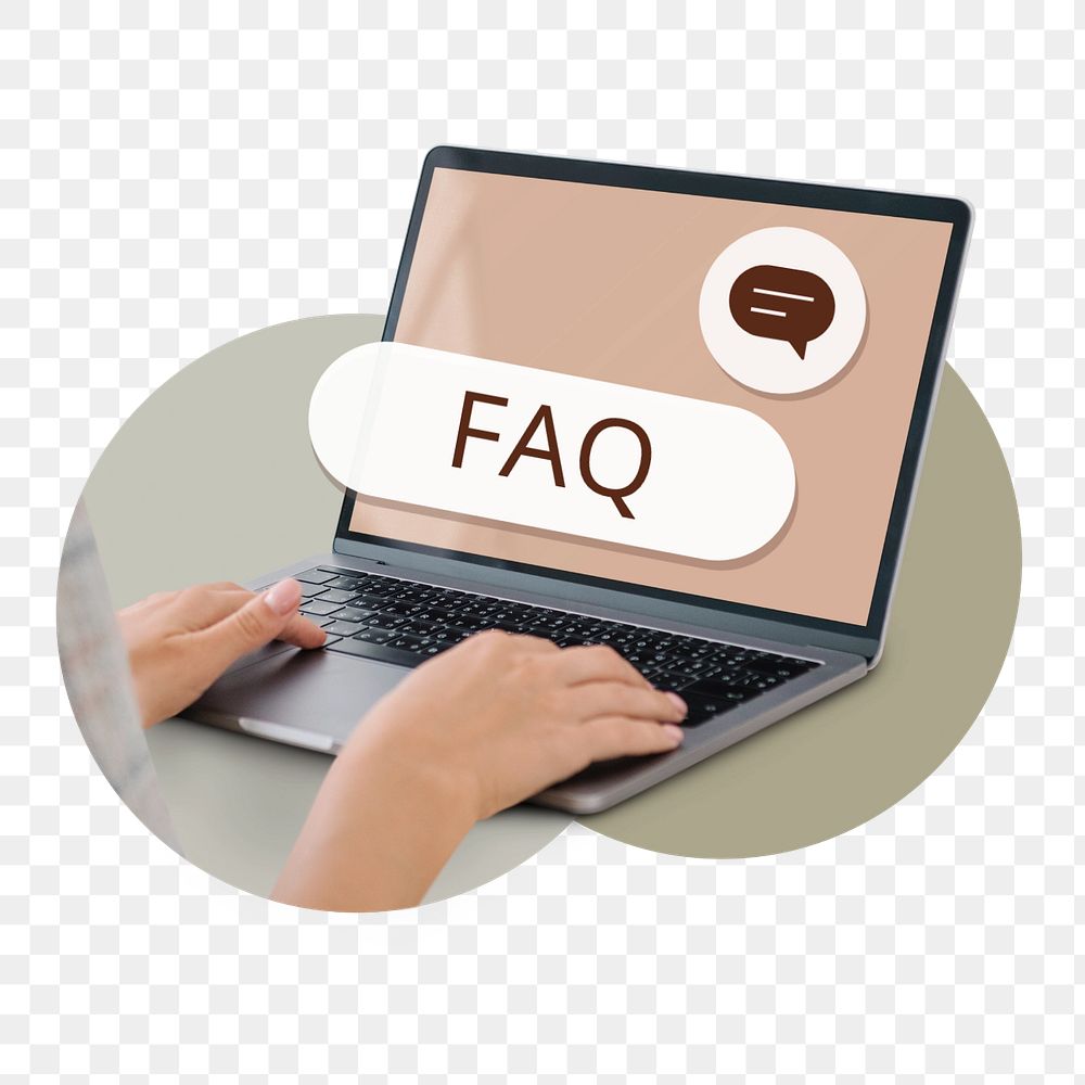 PNG FAQ search screen laptop, editable design