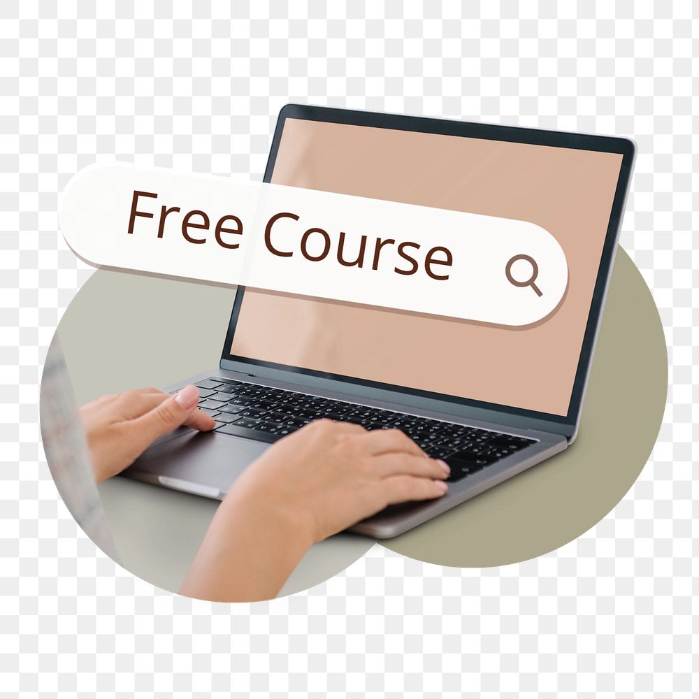 PNG Free course search screen laptop, editable design