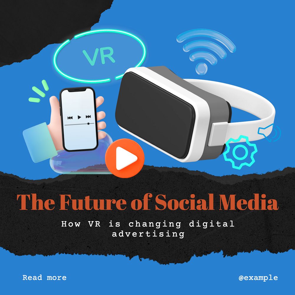 VR in advertising Instagram post template, editable text