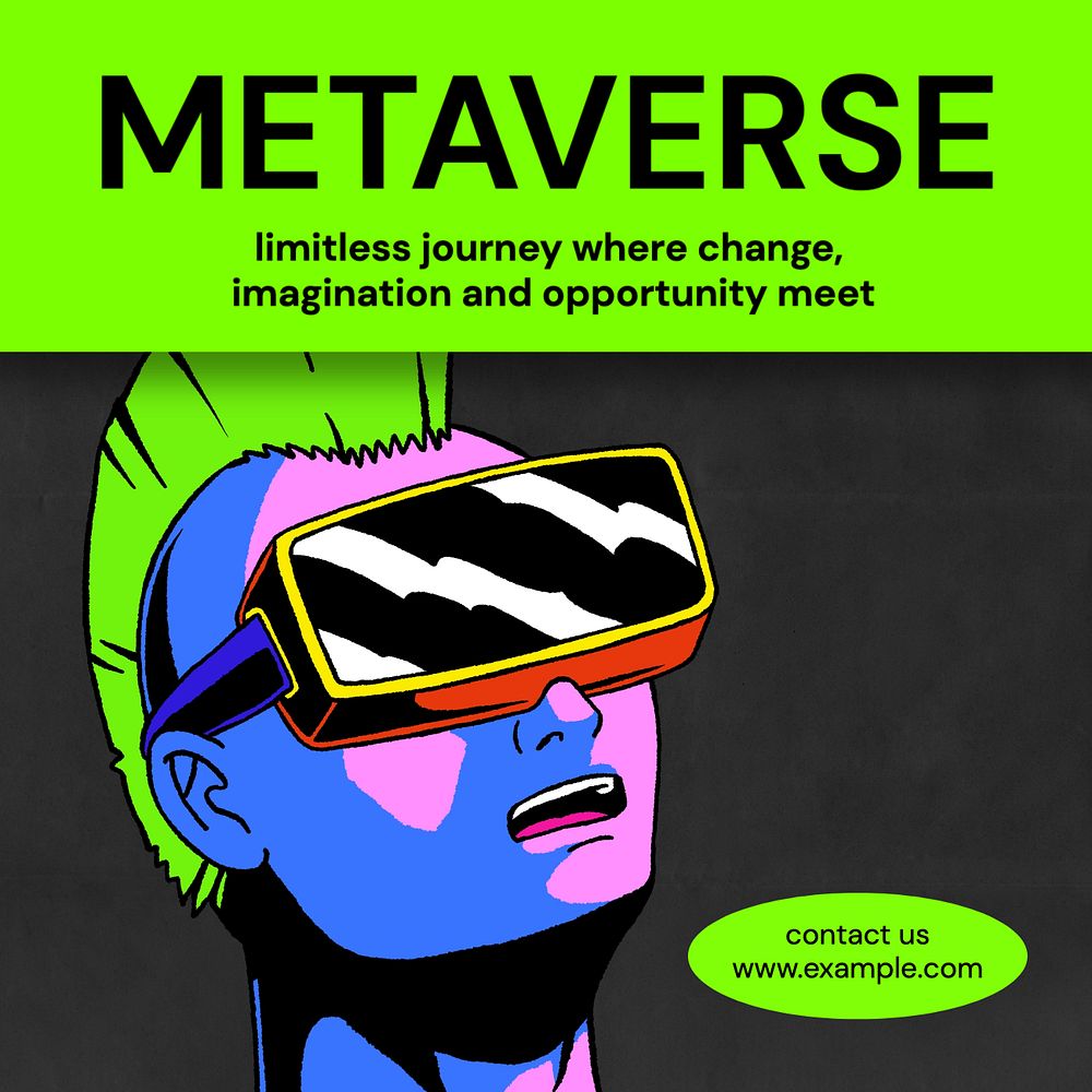 Metaverse Instagram post template, editable text