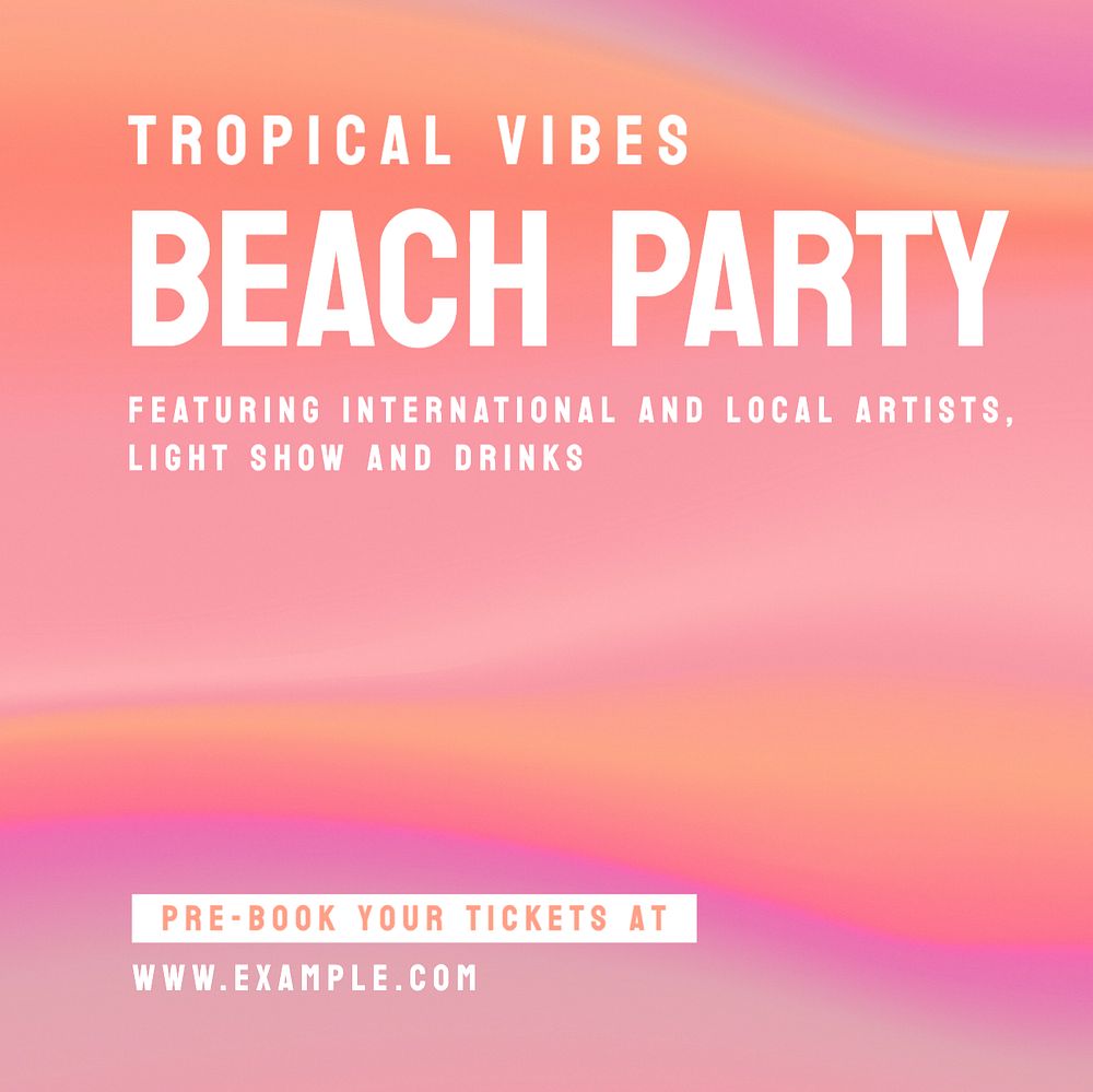 Beach party Instagram post template, editable text