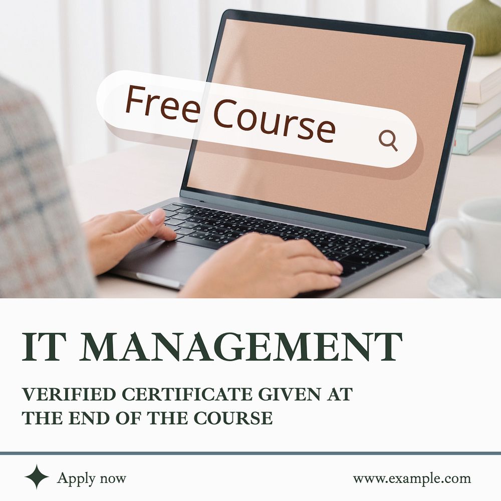 It management courses Instagram post template, editable text