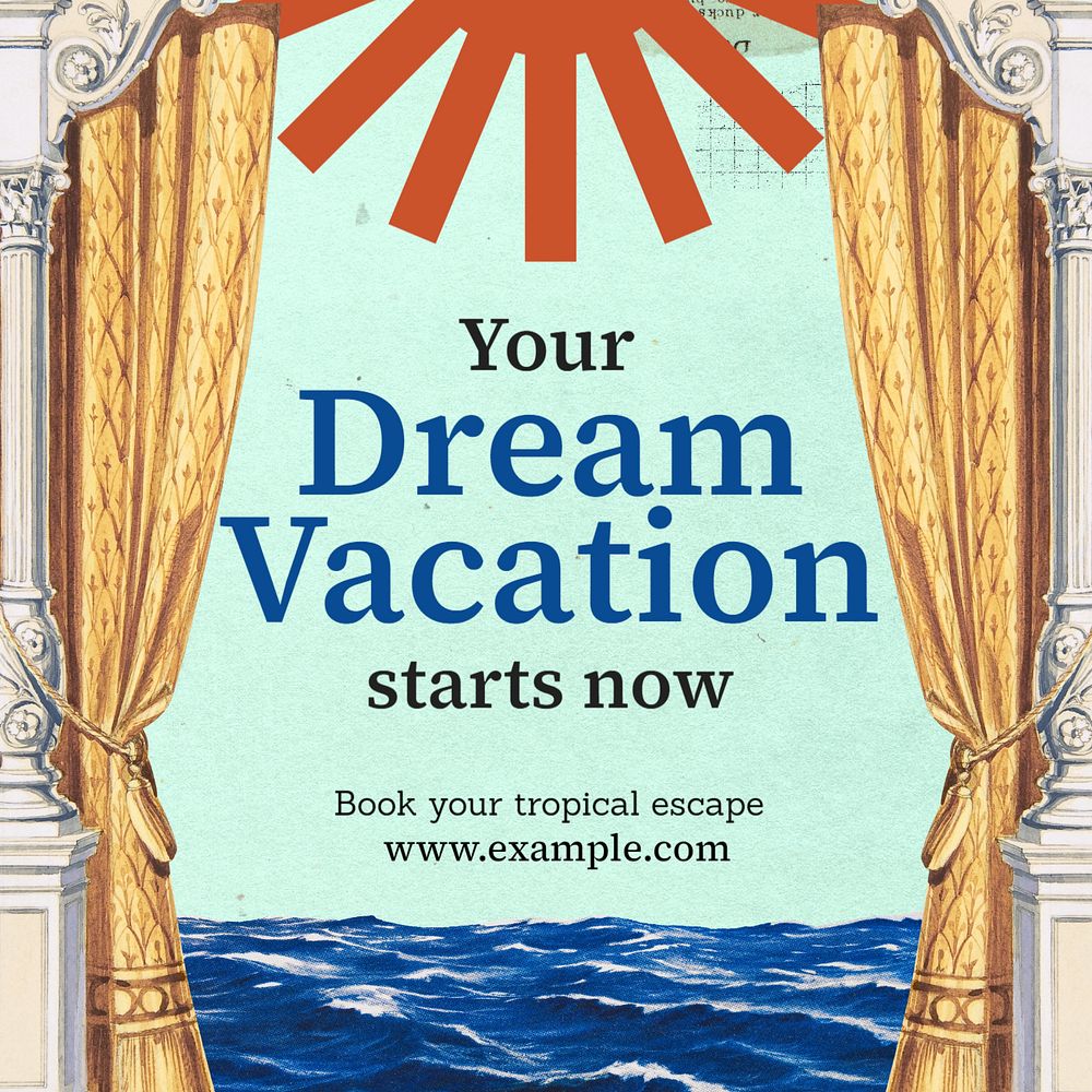 Dream vacation Instagram post template, editable text