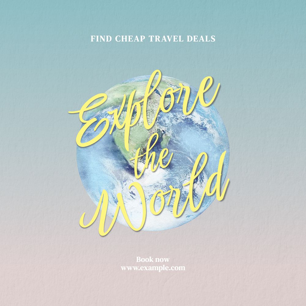 Explore the world Instagram post template, editable text