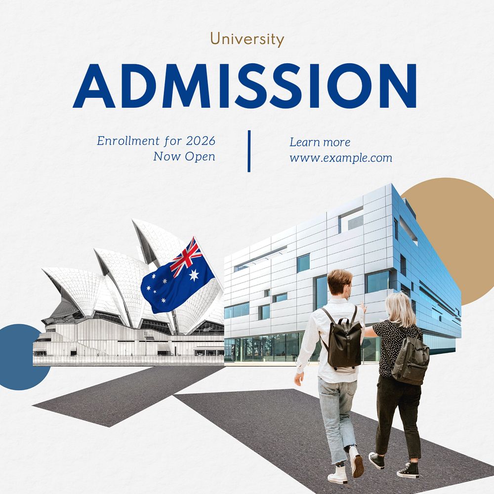 University admission Instagram post template, editable text