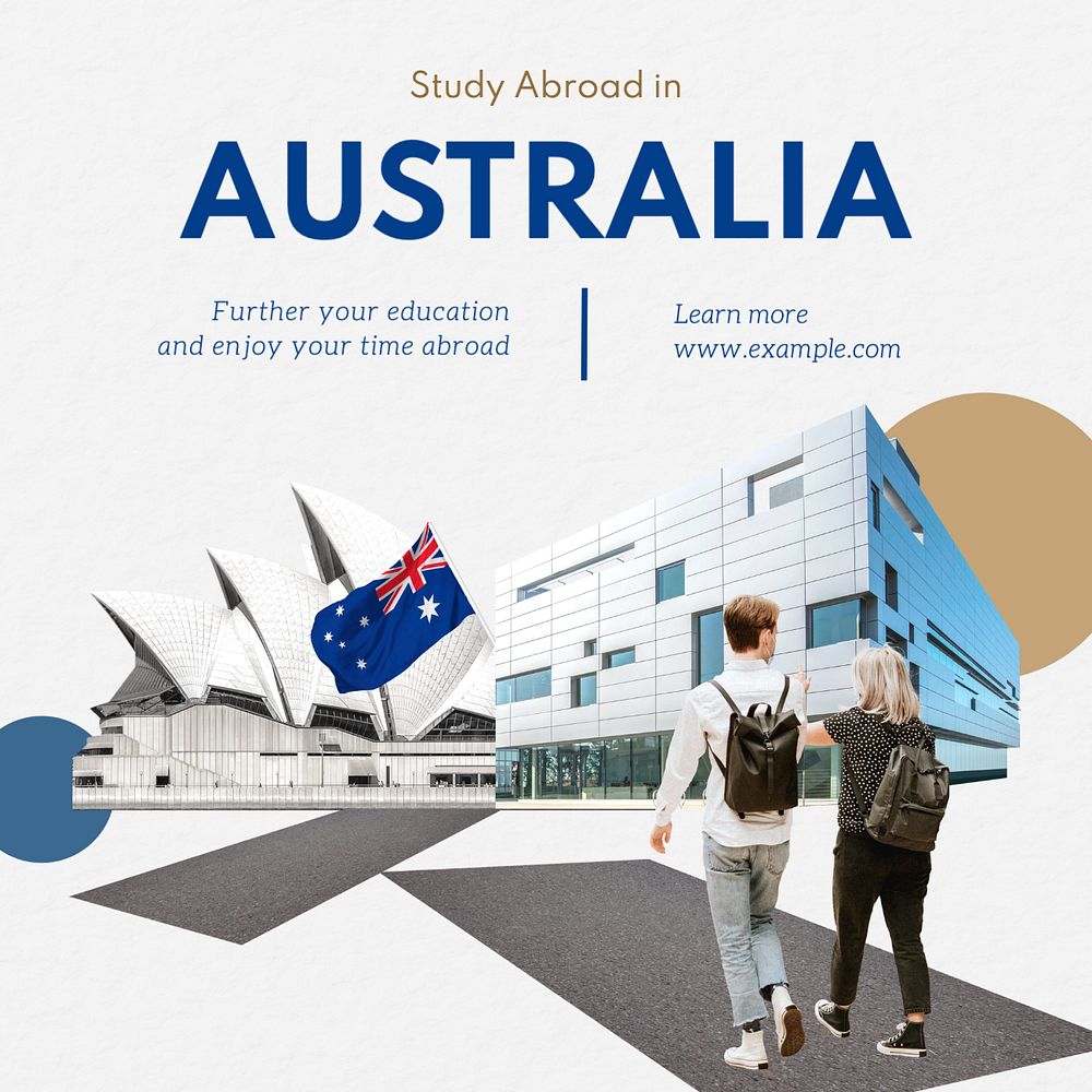 Study abroad Instagram post template, editable text