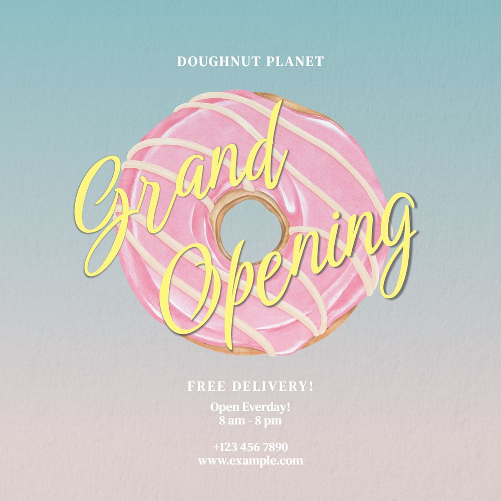 Grand opening Instagram post template, editable text