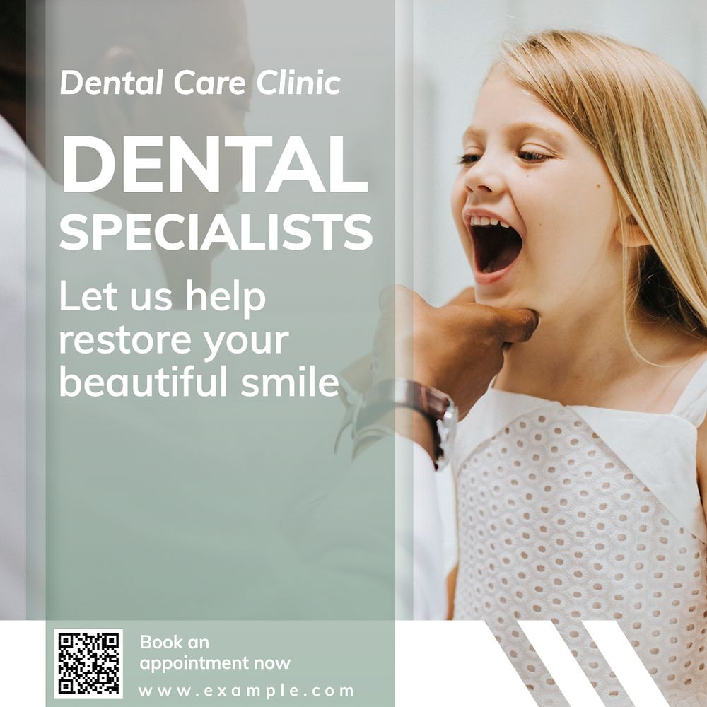 Dental specialists  Instagram post template, editable text