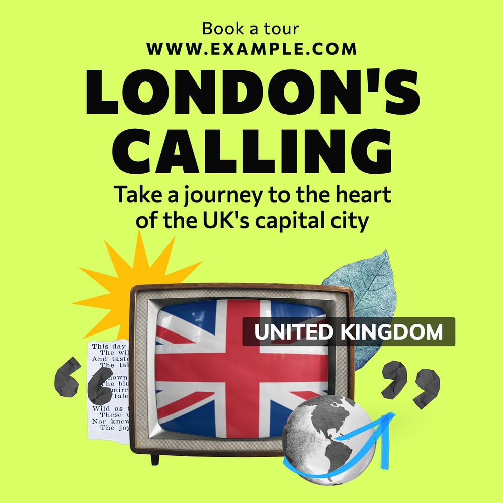 London calling Instagram post template, editable text