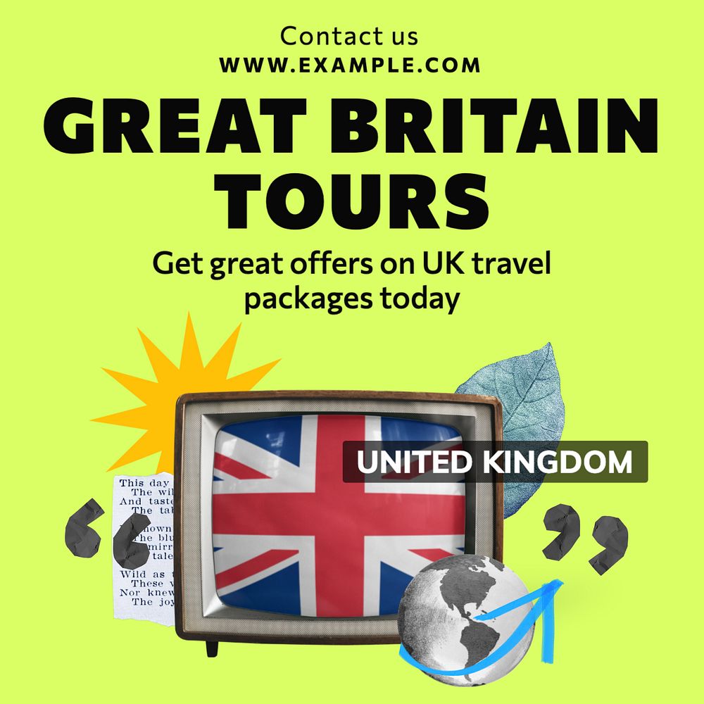 Great Britain Tours Instagram post template, editable text