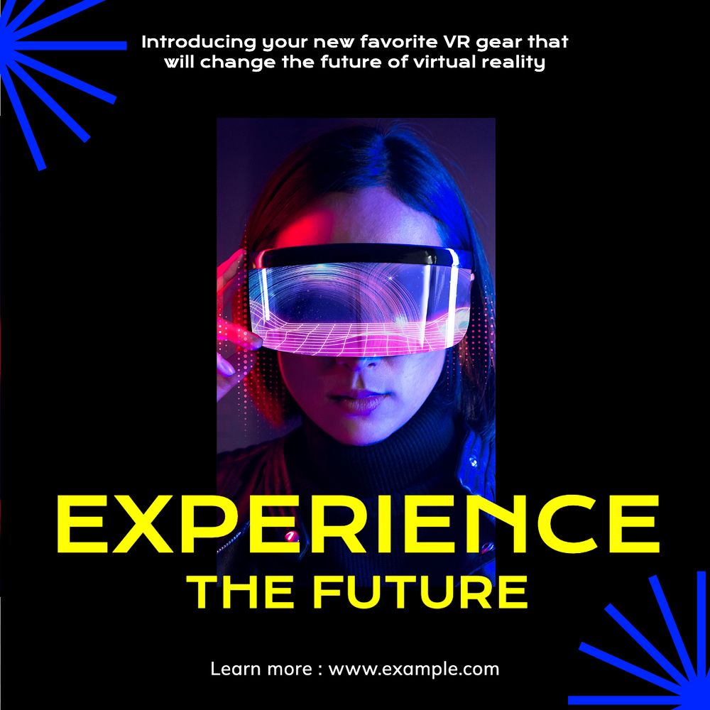 VR gear ads Instagram post template, editable text