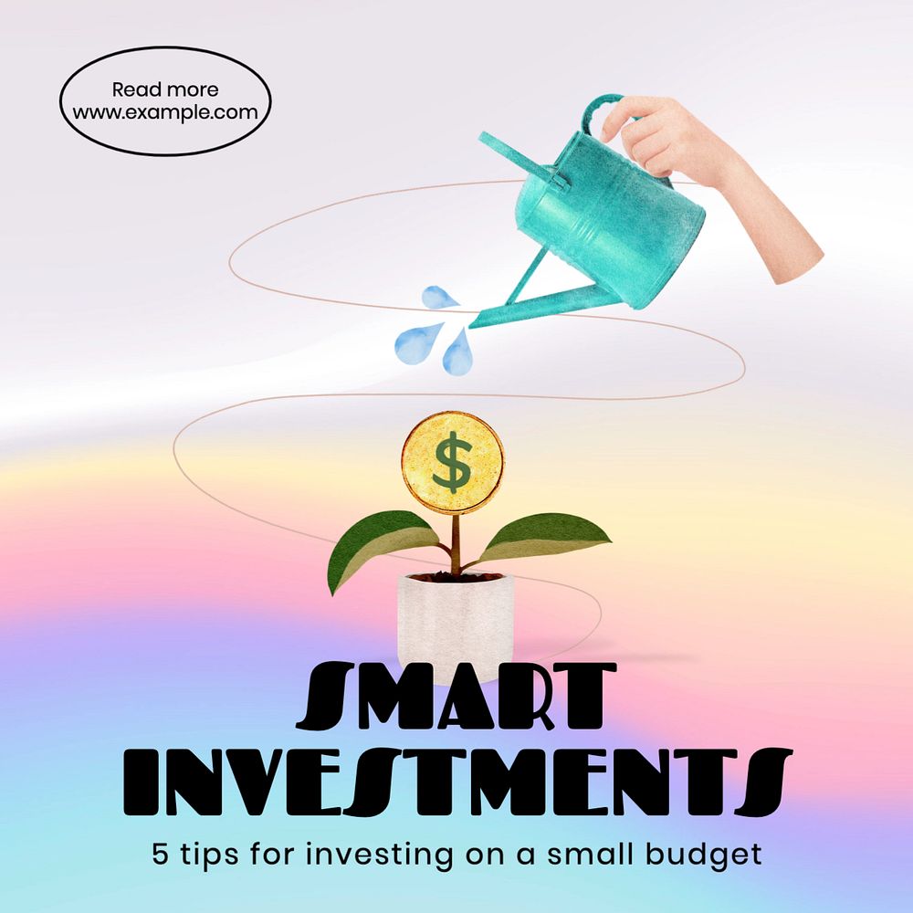 Smart investing  Instagram post template, editable text