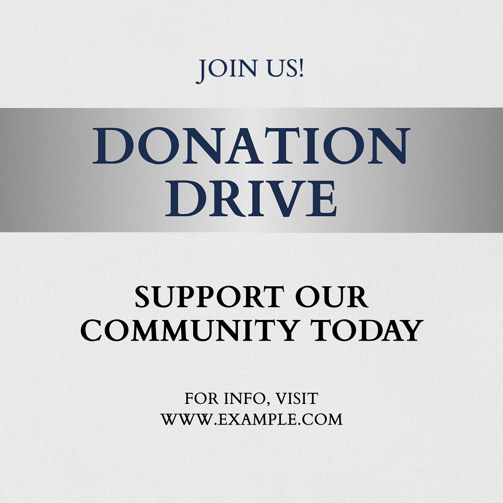 Donation drive Instagram post template, editable text