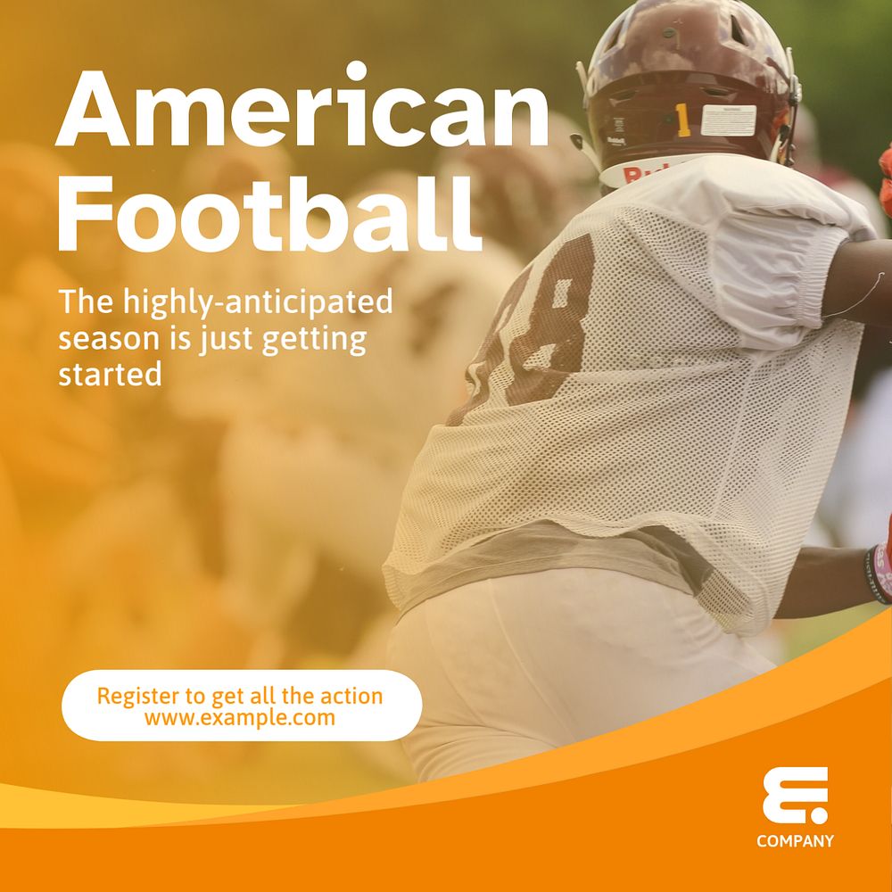 American football  Instagram post template, editable text