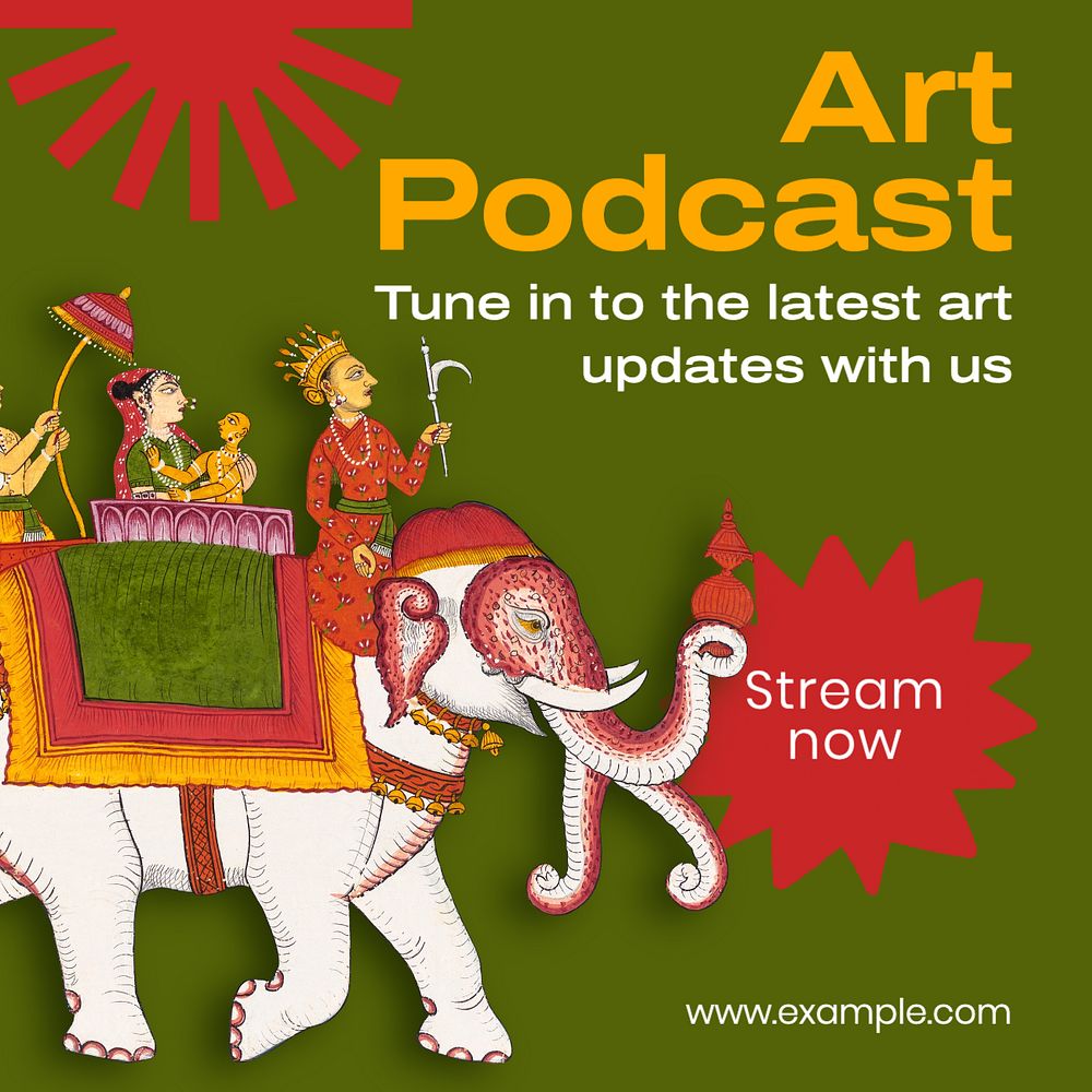 Art podcast Instagram post template, editable text