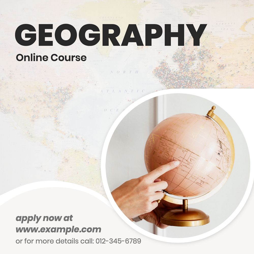 Geography class Instagram post template, editable text