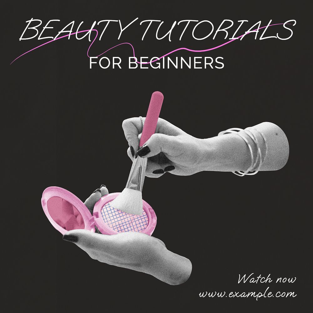 Beauty tutorials Instagram post template, editable text