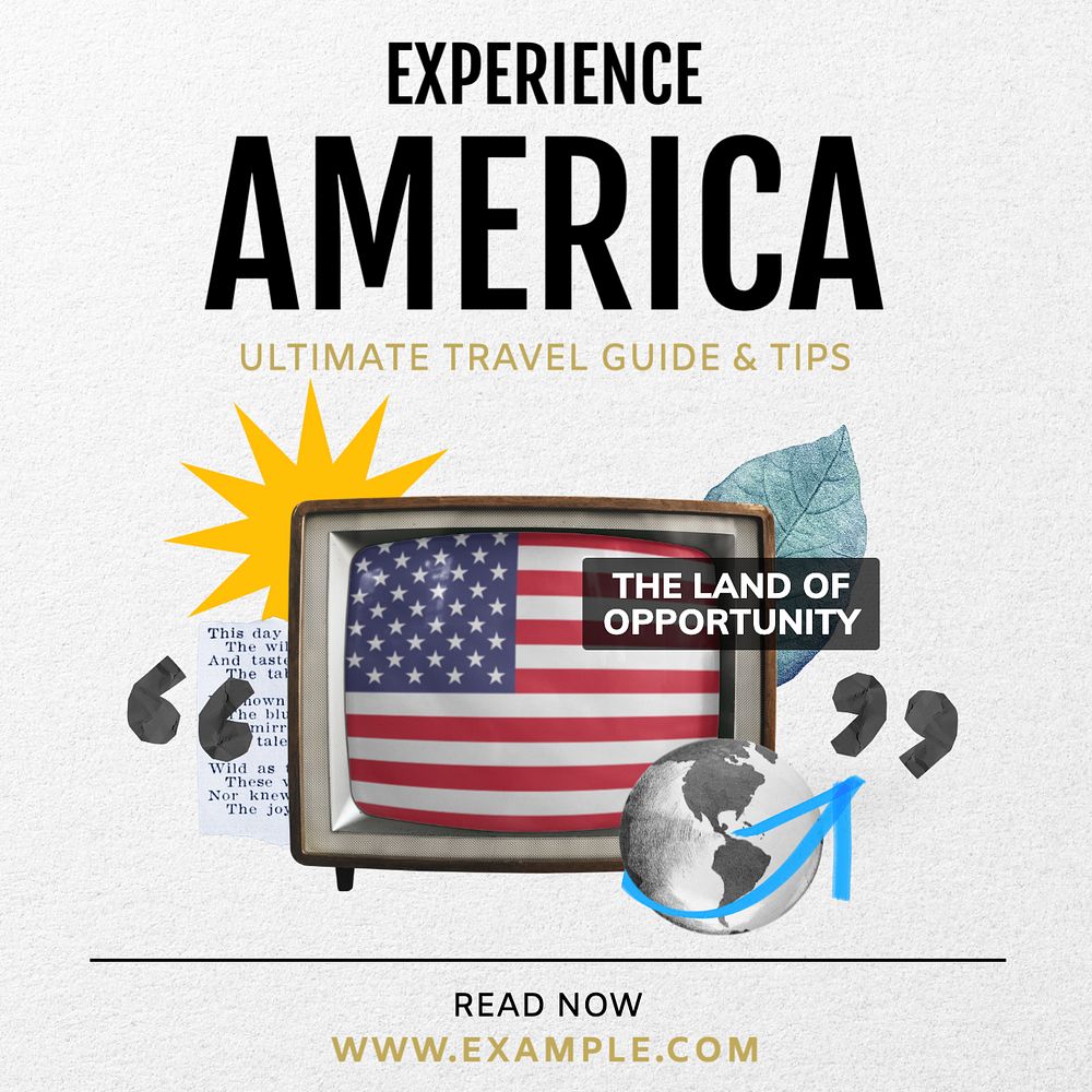 Experience America Instagram post template, editable text