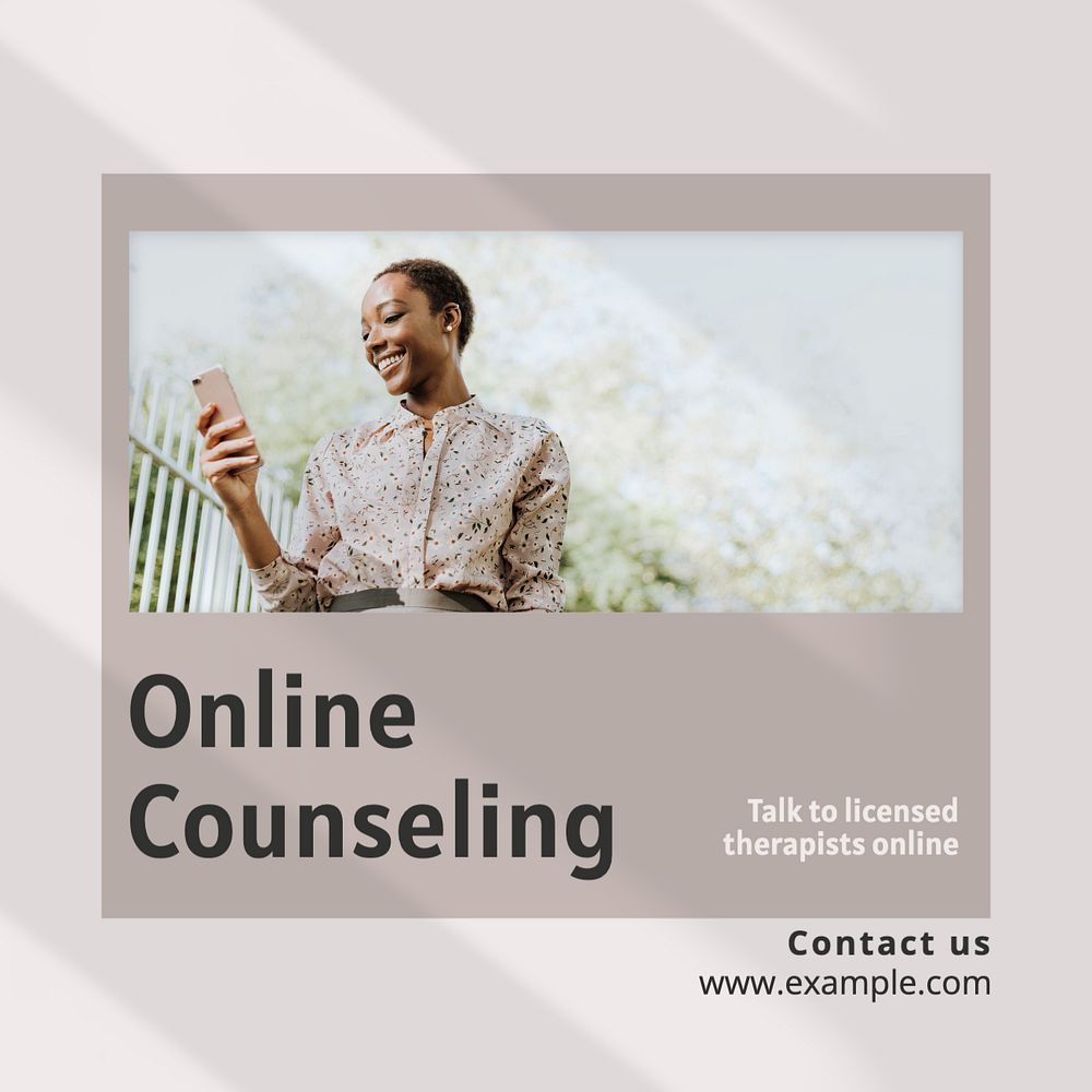 Online counseling Instagram post template, editable text