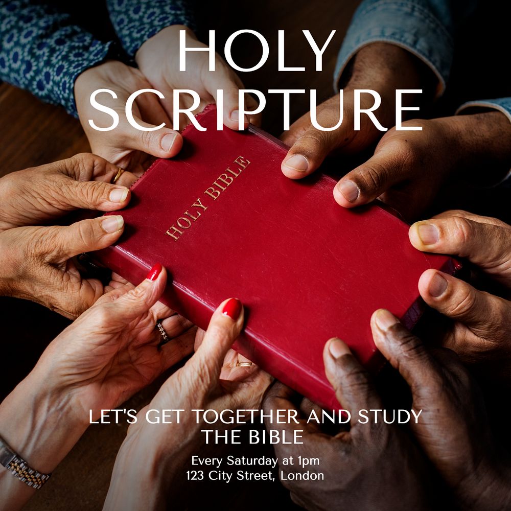 Bible study Instagram post template, editable text