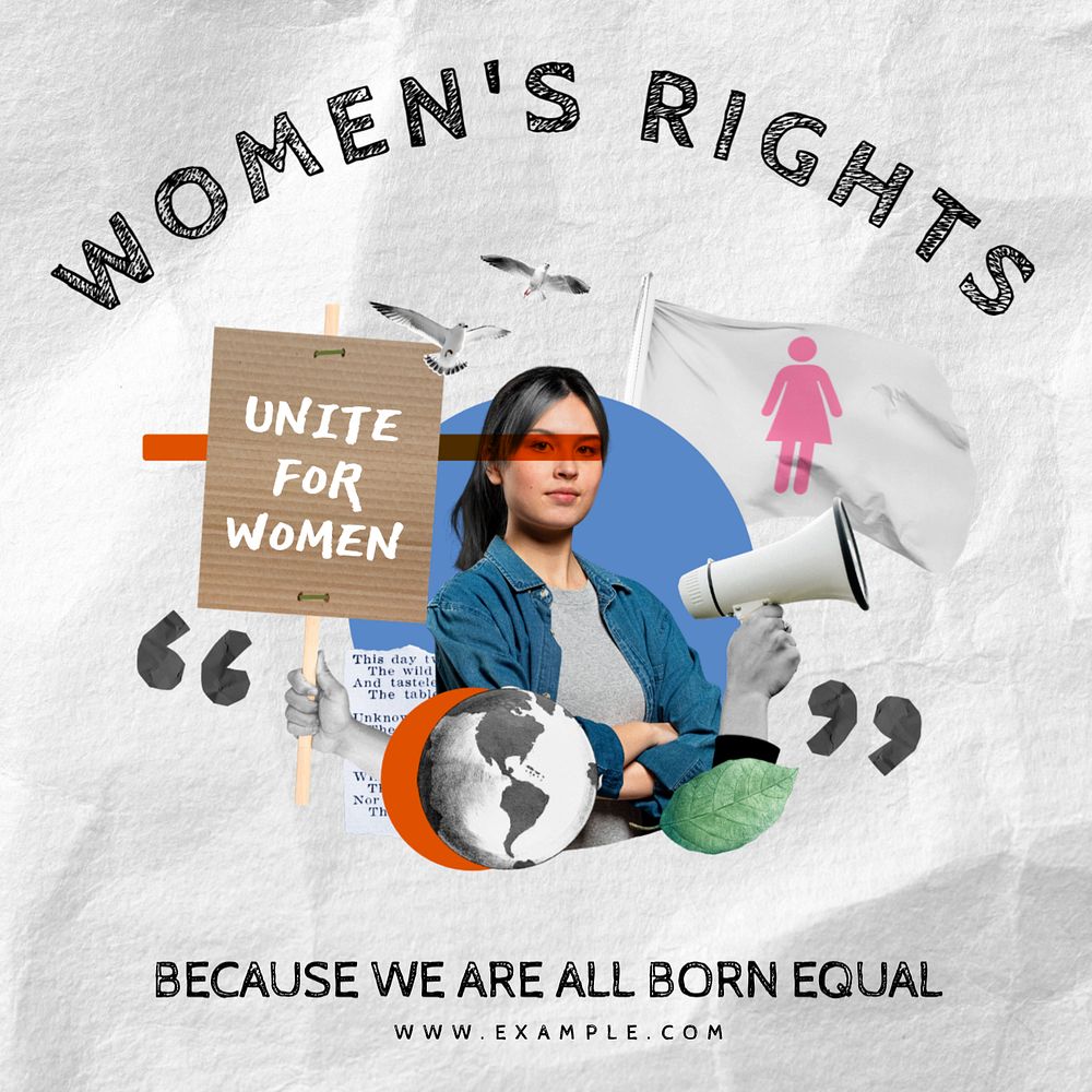 Women's rights Instagram post template, editable text