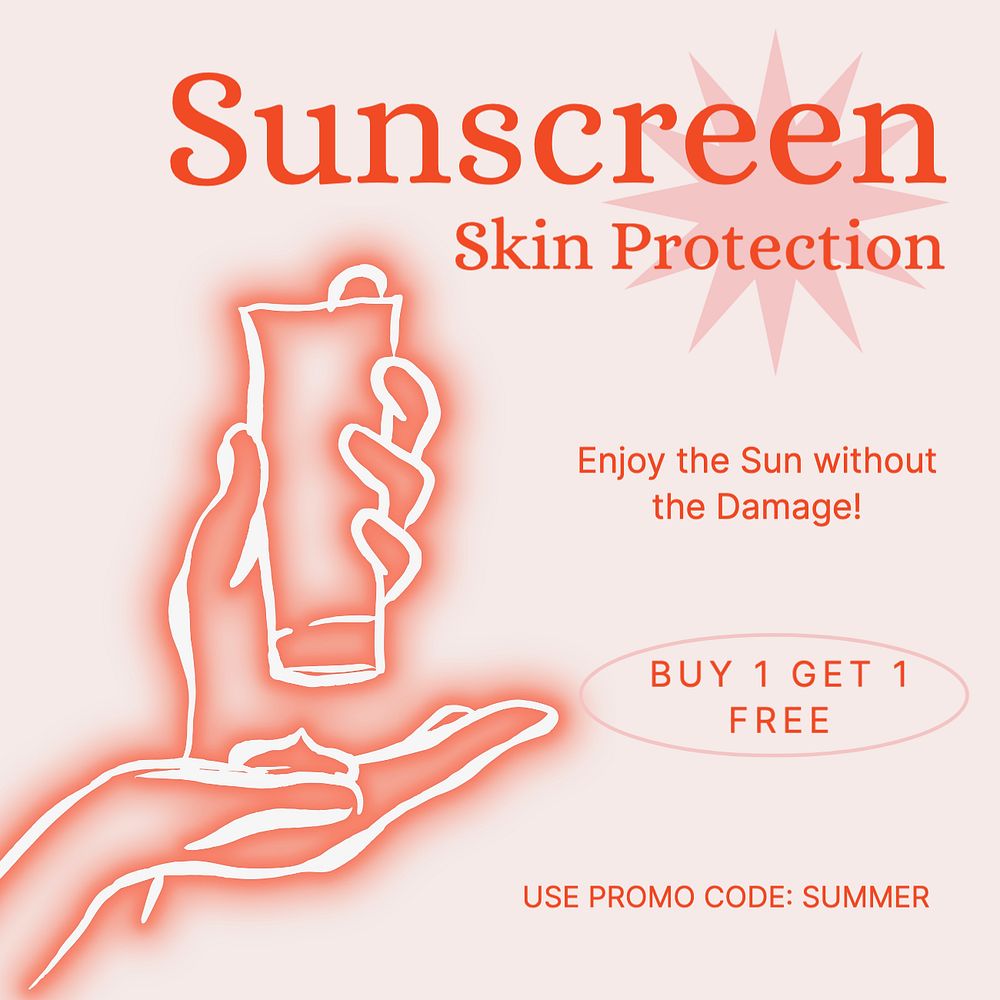 Sunscreen advertisement Instagram post template, editable text