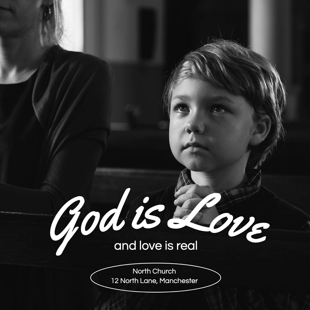 God is love Instagram post template, editable text