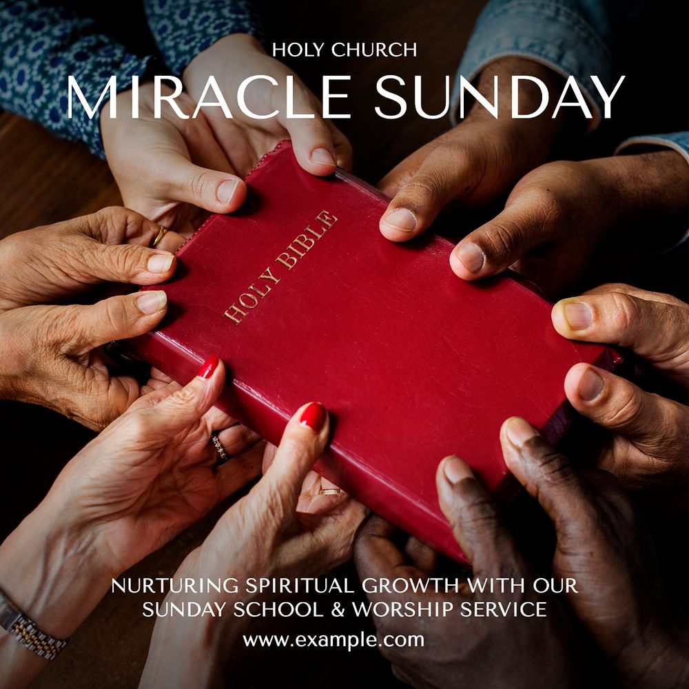 Sunday service Instagram post template, editable text