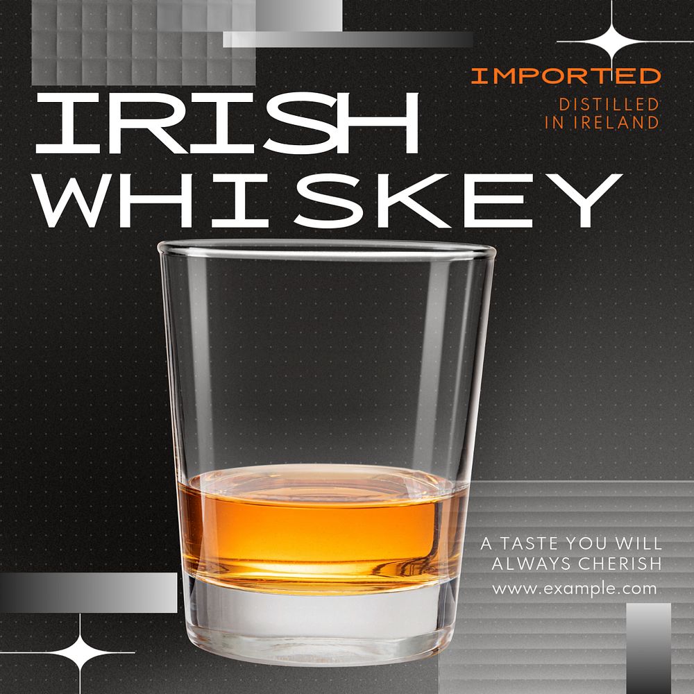 Irish whiskey  Instagram post template, editable text