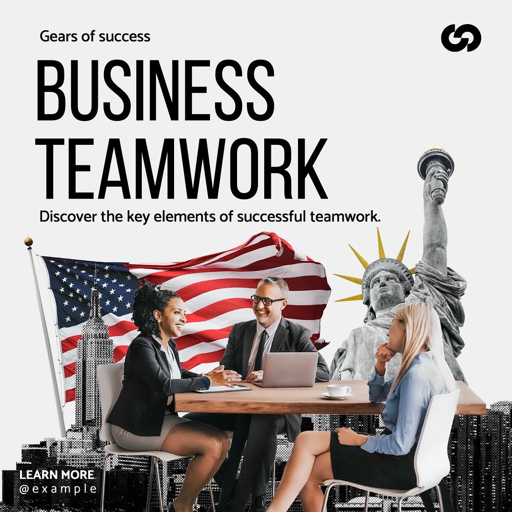 Business teamwork Instagram post template, editable text