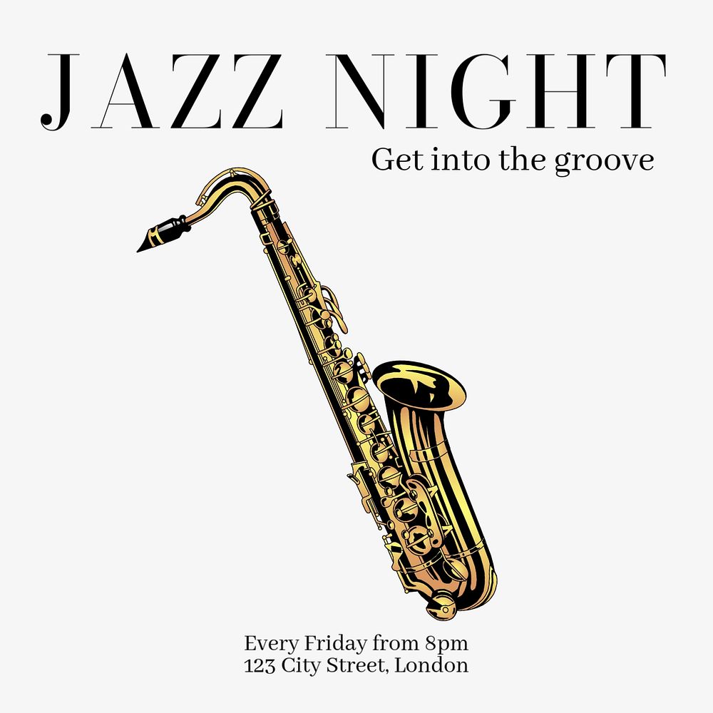 Jazz night Instagram post template, editable text