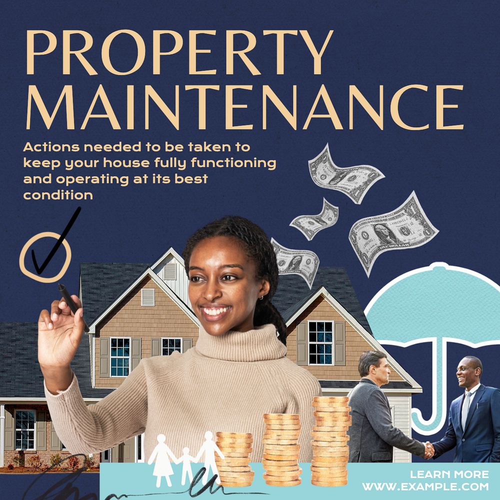 Property maintenance Instagram post template, editable text