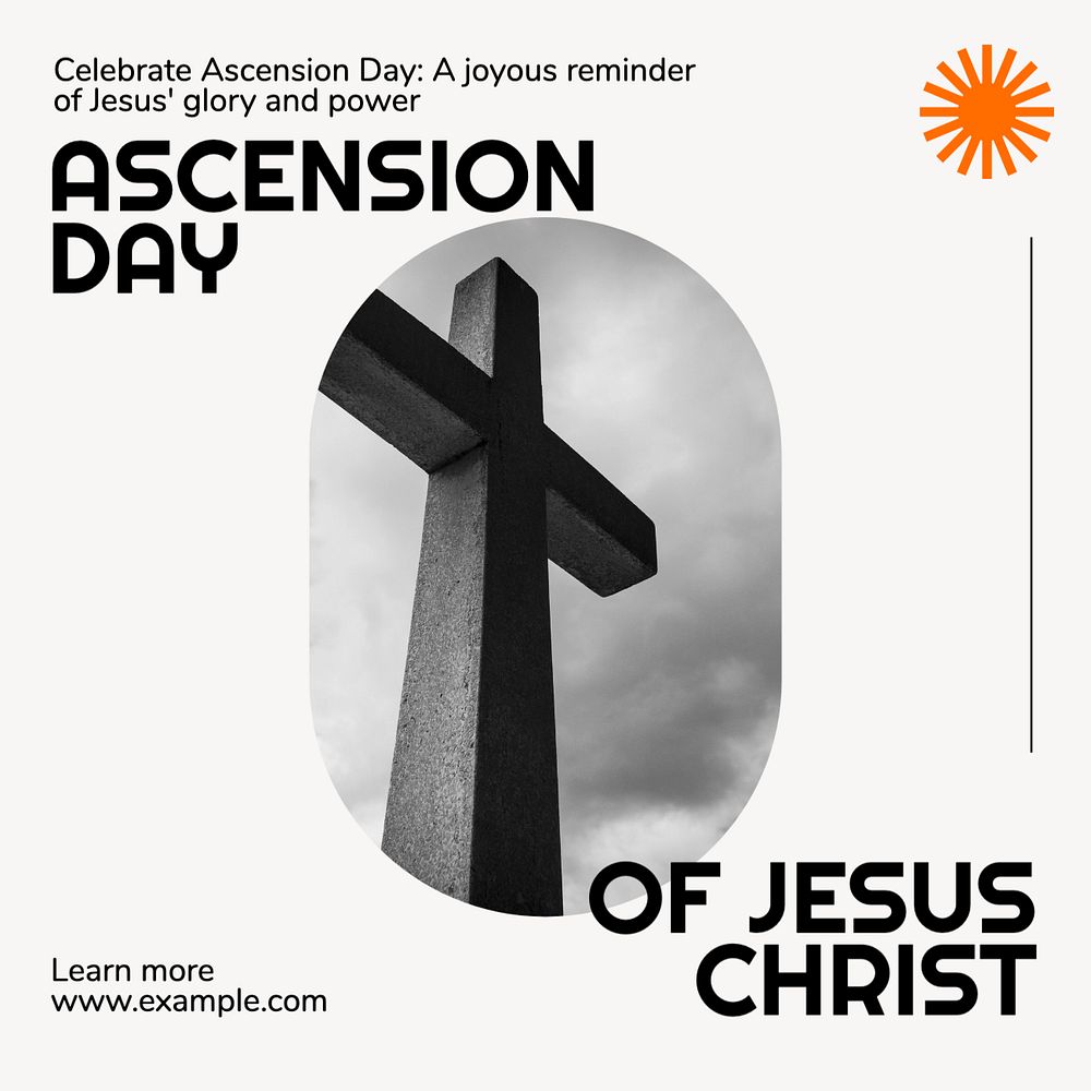 Ascension day Instagram post template, editable text