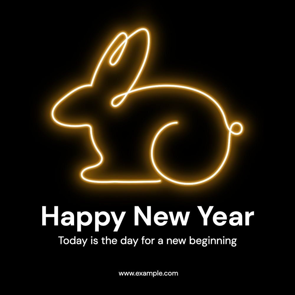 Happy new year Instagram post template, editable text