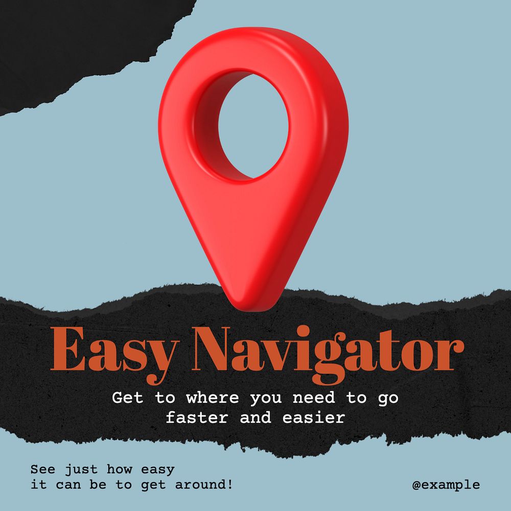 GPS navigation Instagram post template, editable text