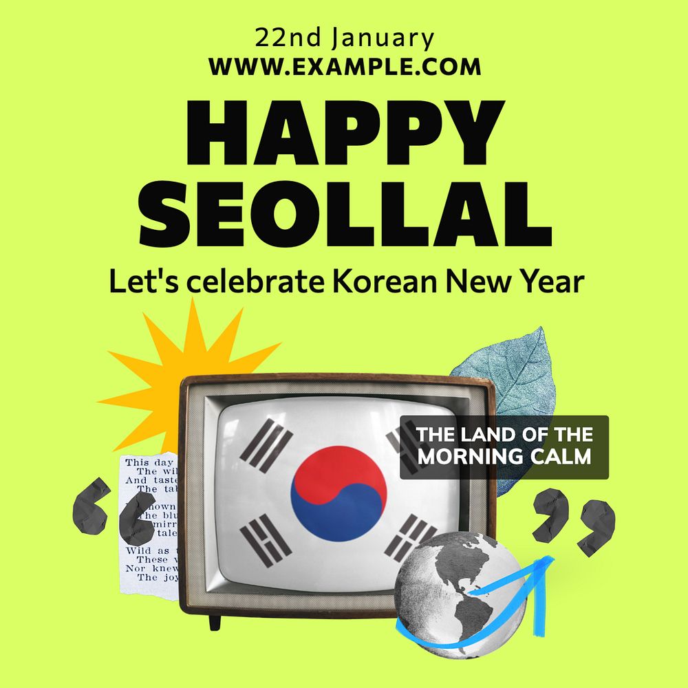 Korean New Year Instagram post template, editable text