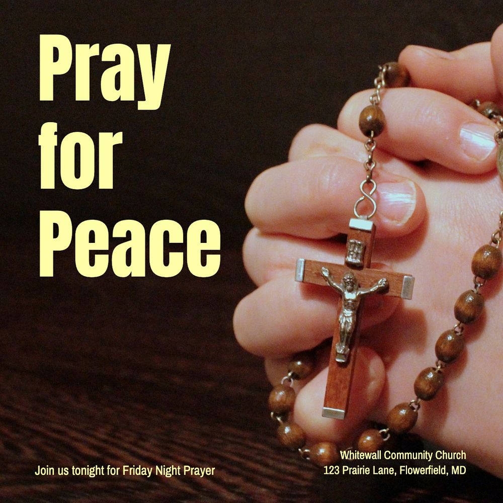 Pray for peace Instagram post template, editable text