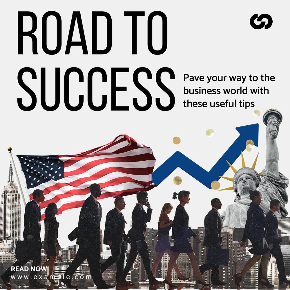 Road to success Instagram post template, editable text