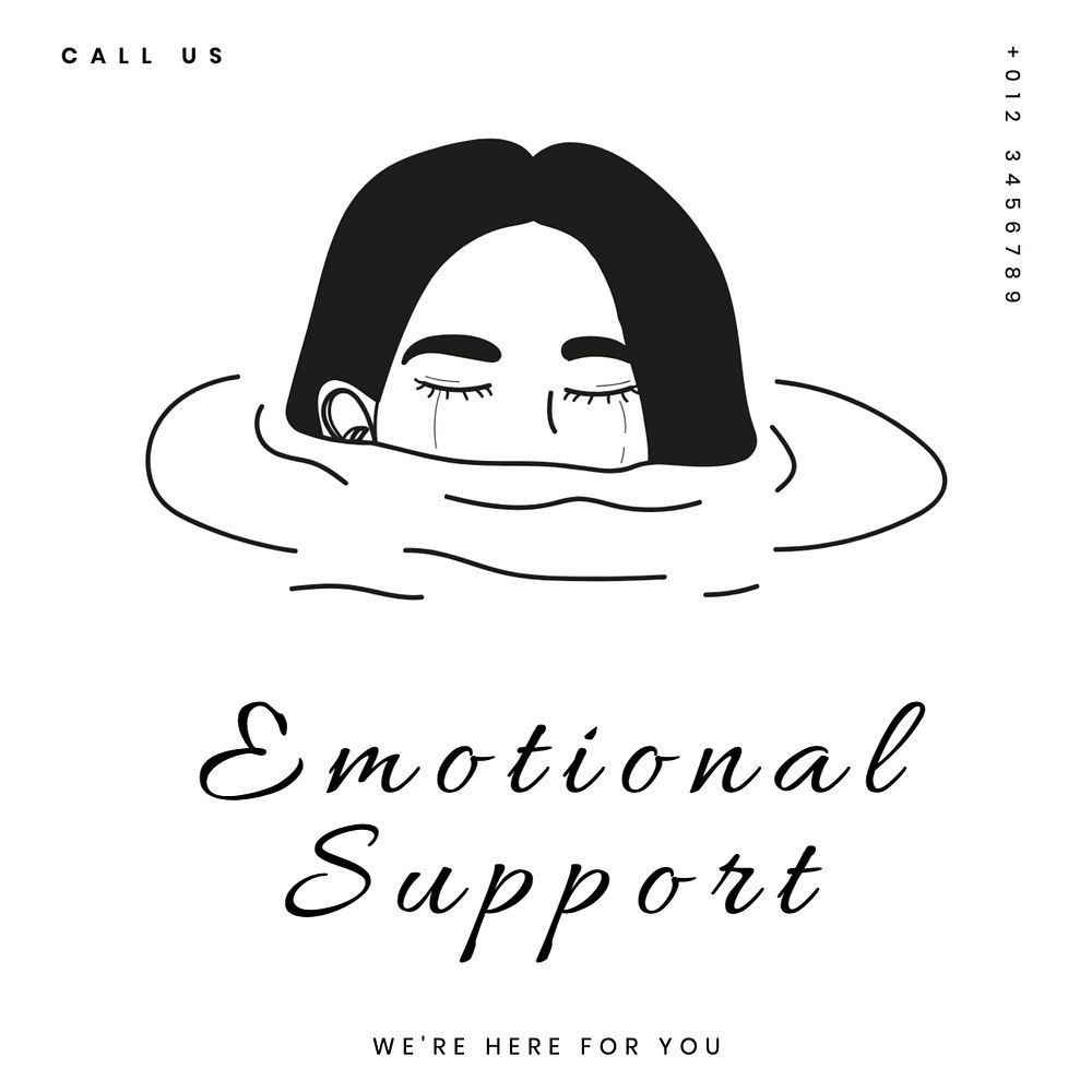 Emotional support Instagram post template, editable text