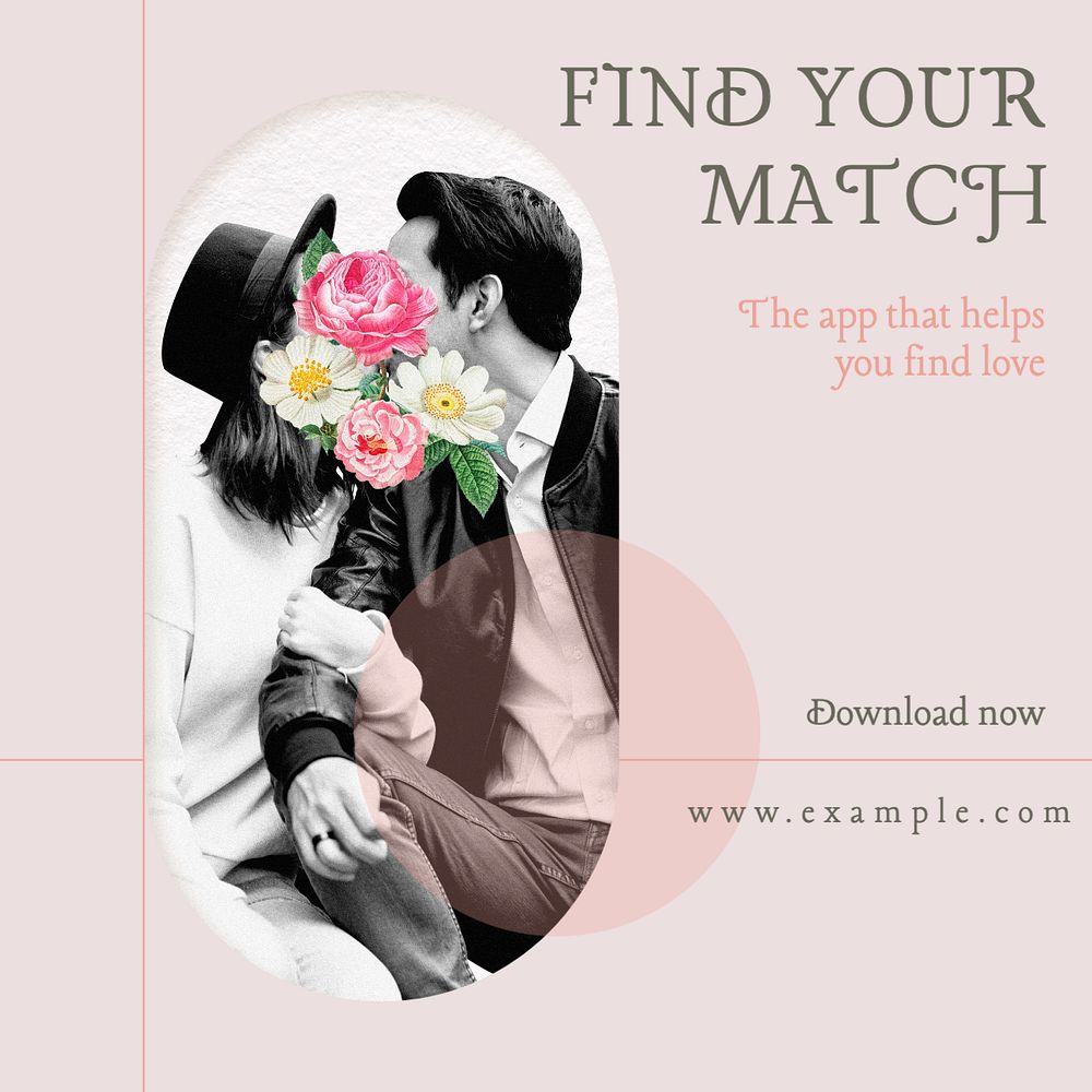 Dating app Instagram post template, editable text