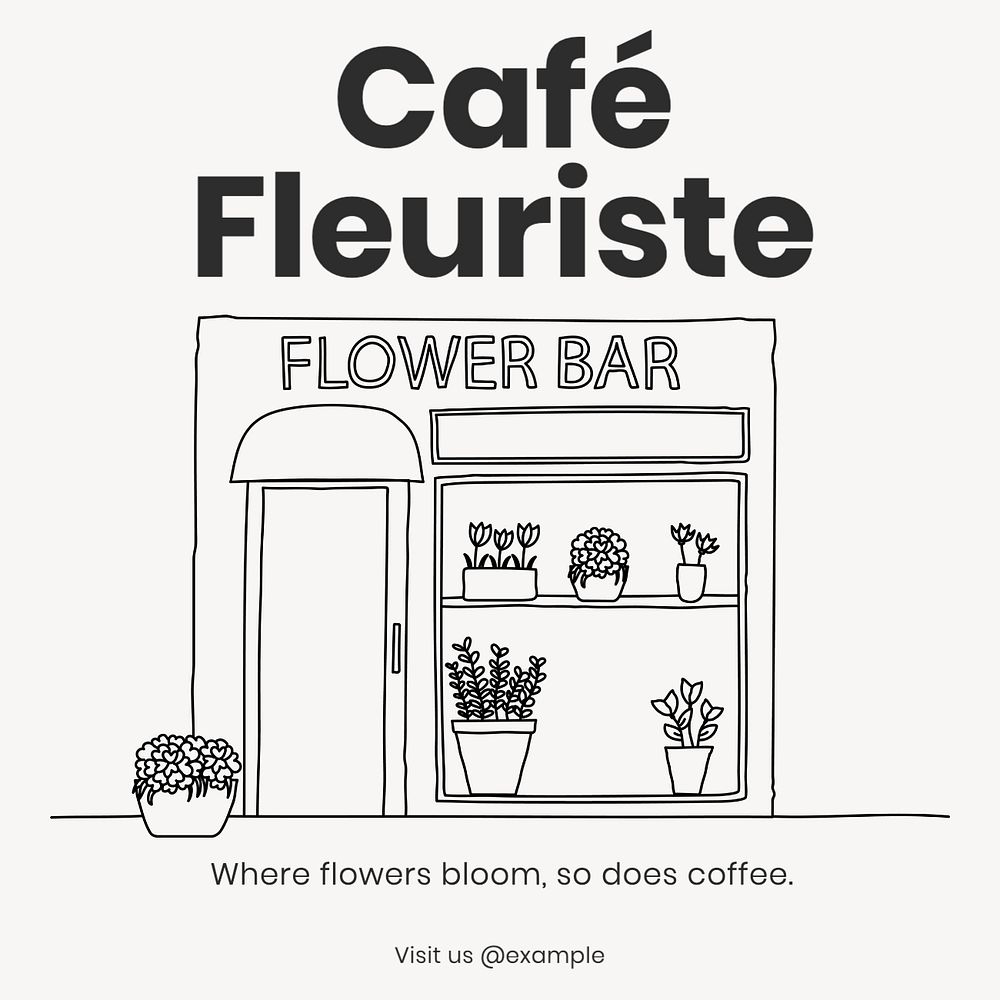 Florist cafe Instagram post template, editable text