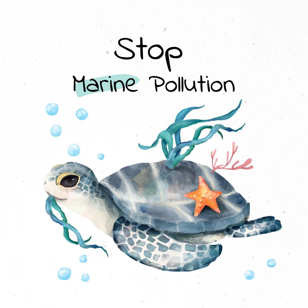 Stop marine polliution Instagram post template, editable text