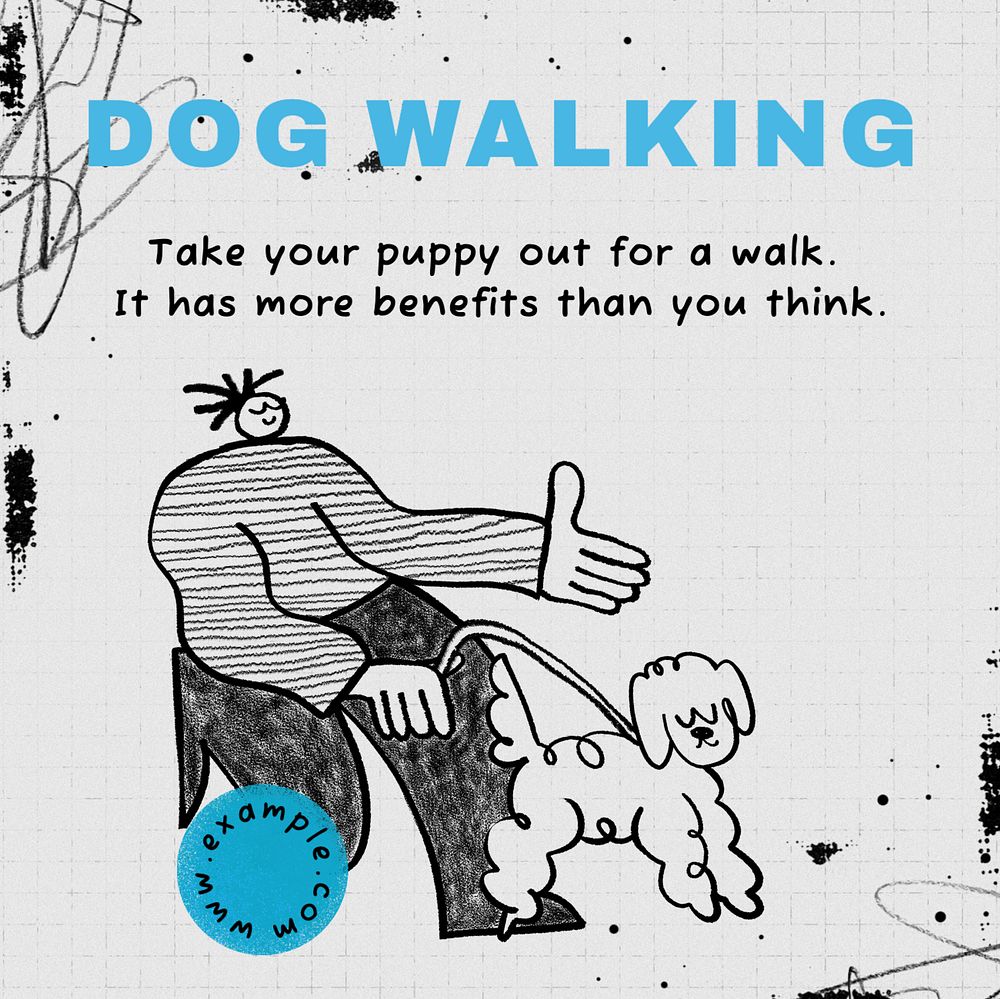 Dog walking benefits Instagram post template, editable text