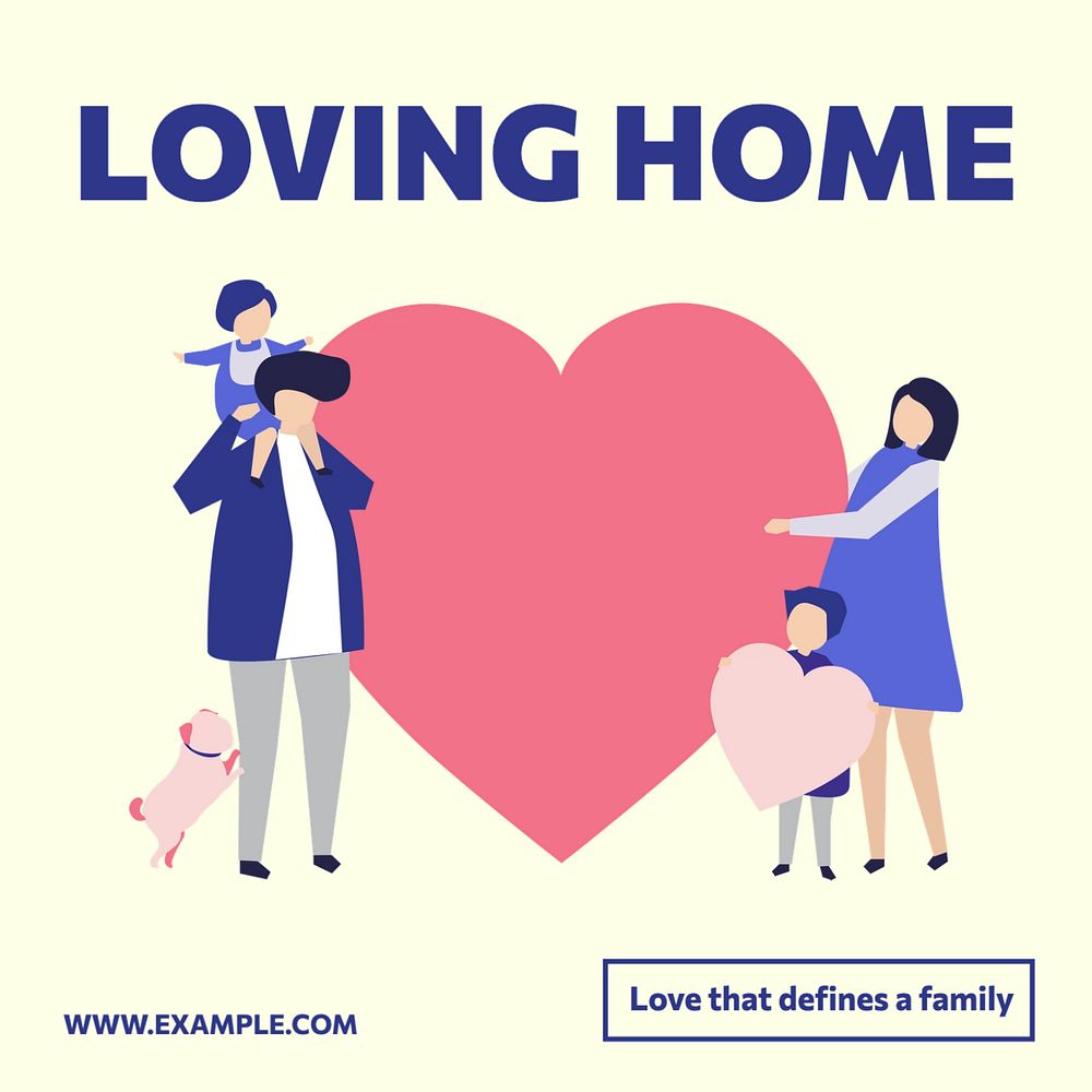 Loving home Instagram post template, editable text