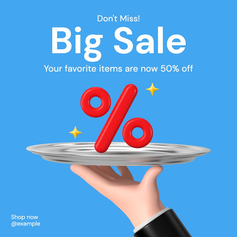 Big sale Instagram post template, editable text