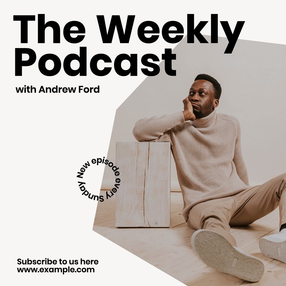 Weekly podcast Instagram post template, editable text