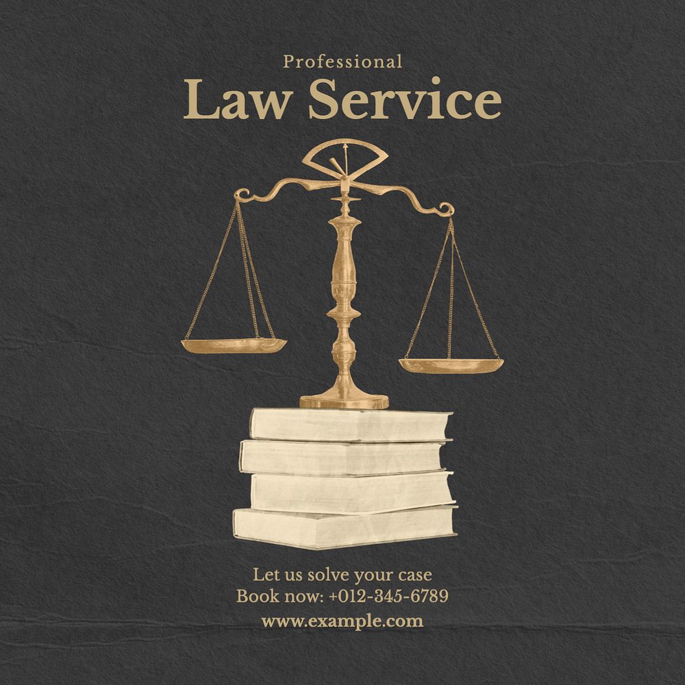 Law service Instagram post template, editable text