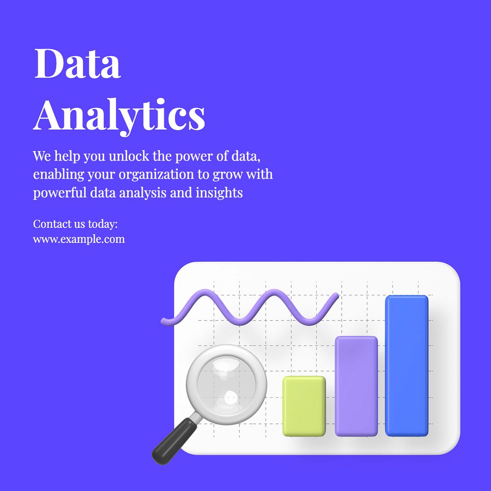 Data analytics Instagram post template, editable text