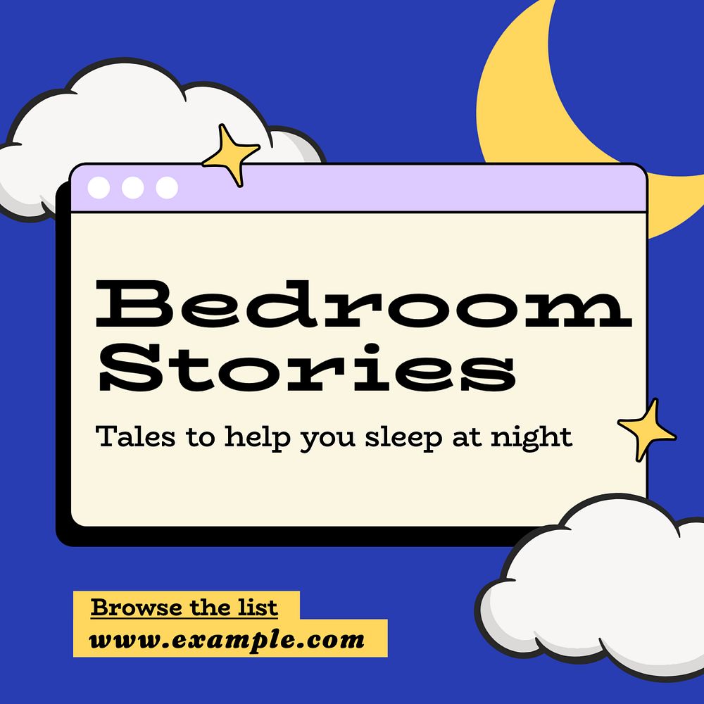 Bedroom stories Instagram post template, editable text