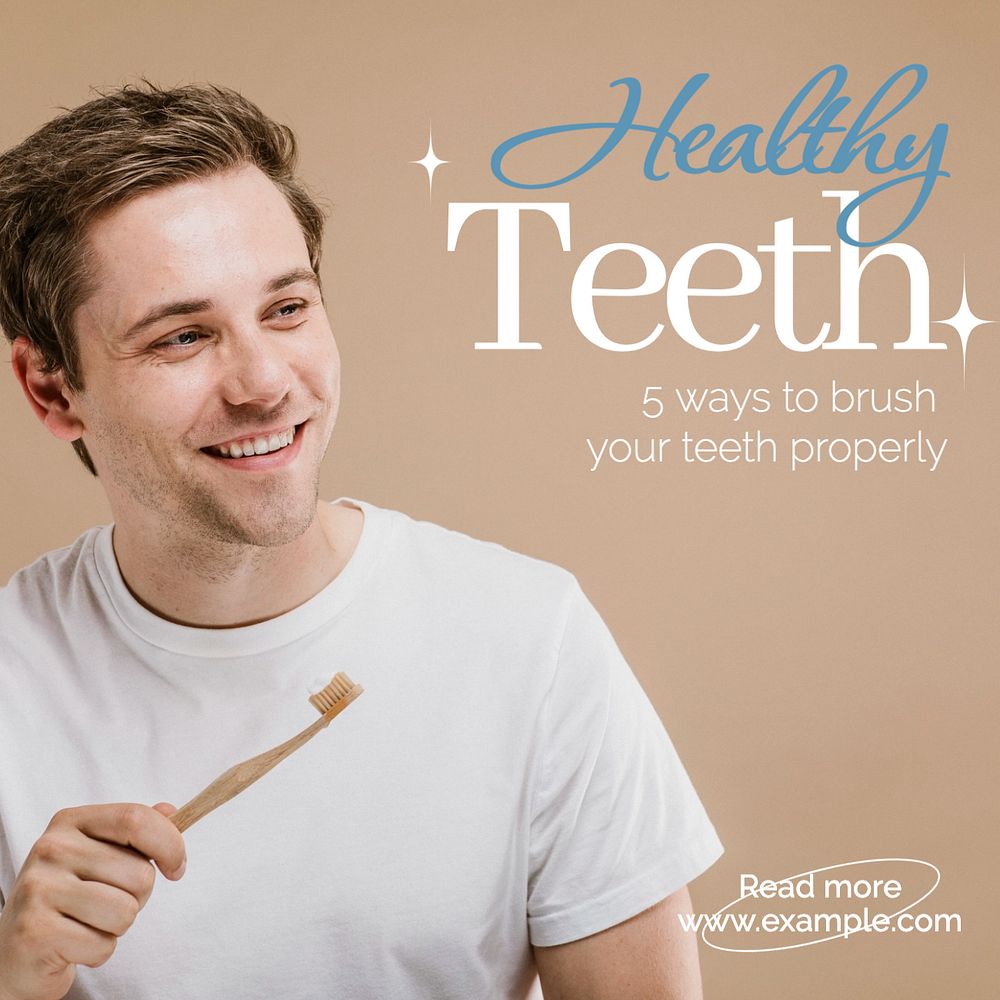 Healthy teeth Instagram post template, editable text